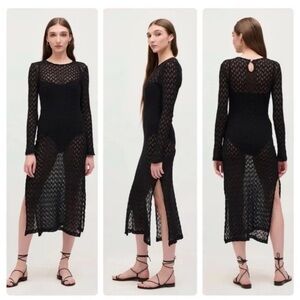 Hill House Enzo Dress Black Raschel Knit Swim Beach Pool Coverup Missoni